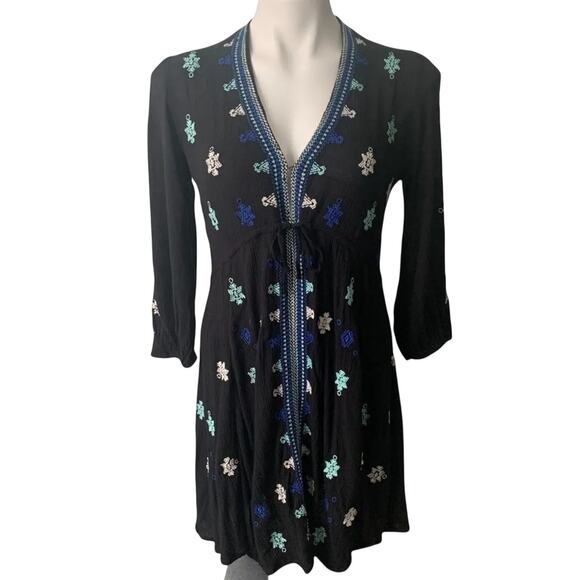 Free People Dresses & Skirts - Free People Stargazer Swing Embroidered Mini Dress, Boho, Size Medium